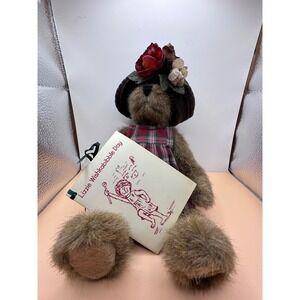 Boyds Bears Lizzie Wishkabibble Plush Bear 50002 Plaid Dress Corduroy Hat 2000